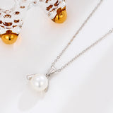 925 Silver Pearl Pendant Necklace for Women Girls - Birthday Party Gift