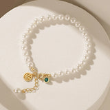 Shell Pearl Beads Bracelet 925 Silver Chain Lucky Character Jewelry