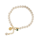 Shell Pearl Beads Bracelet 925 Silver Chain Lucky Character Jewelry
