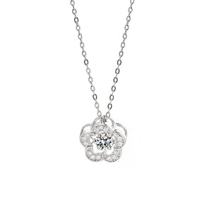 YYSUNNY Sparking Flower Necklace 925 Sterling Silver for Women Jewelry