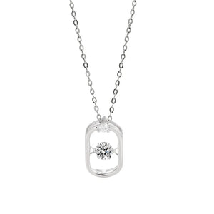 Geometric Oval Sterling Silver Pendant Necklace for Women