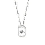 Geometric Oval Sterling Silver Pendant Necklace for Women