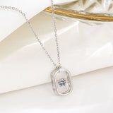 Geometric Oval Sterling Silver Pendant Necklace for Women