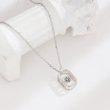 Geometric Oval Sterling Silver Pendant Necklace for Women