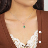 YYSUNNY 925 Silver Necklace Zircons Christmas Tree Pendant for Girls