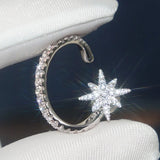 925 Silver Stars Ear Cuff Punk Ear Clips CZ Earrings Fine Jewelry