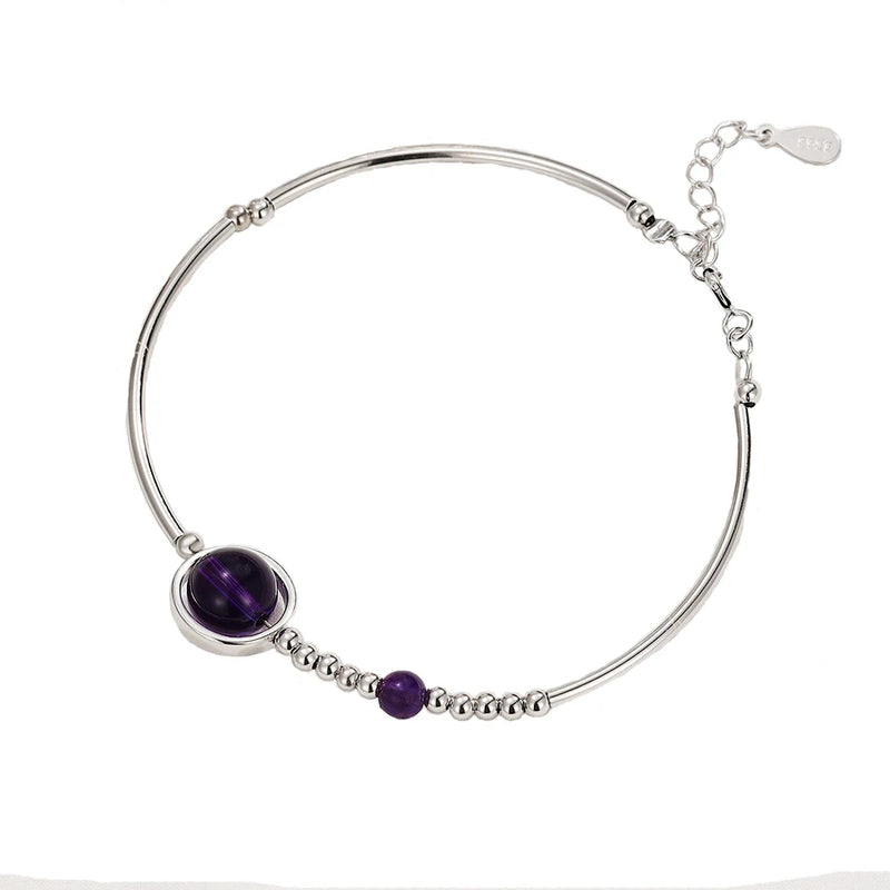 Amethyst Bracelet 925 Sterling Silver Girls Silver Bangle Jewelry
