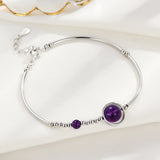 Amethyst Bracelet 925 Sterling Silver Girls Silver Bangle Jewelry
