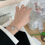 YYSUNNY Retro Geometric Oval Bracelet Sterling Silver 925 Chain Linked Bracelet
