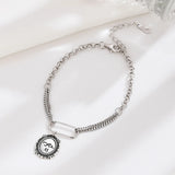 YYSUNNY Retro Geometric Oval Bracelet Sterling Silver 925 Chain Linked Bracelet