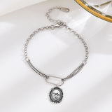 YYSUNNY Retro Geometric Oval Bracelet Sterling Silver 925 Chain Linked Bracelet