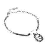 YYSUNNY Retro Geometric Oval Bracelet Sterling Silver 925 Chain Linked Bracelet