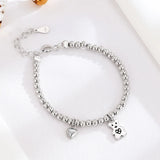 Retro Love Bear Pendant Bracelet 925 Sterling Silver