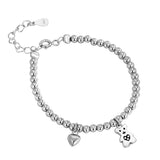 Sterling Silver Love Bear Pendant Bracelet for Women