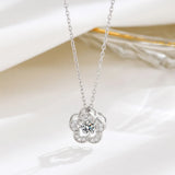 Sparking Flower Necklace 925 Sterling Silver Women Jewelry