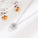 Sparking Flower Necklace 925 Sterling Silver Women Jewelry