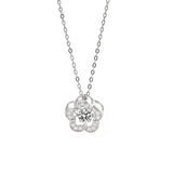 Sparking Flower Necklace 925 Sterling Silver Women Jewelry