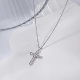 YYSUNNY 925 Cross Sterling Silver Pendant Necklace with Zircon Inlay