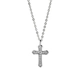 YYSUNNY 925 Cross Sterling Silver Pendant Necklace with Zircon Inlay