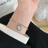 Geometric Oval Bracelet Sterling Silver 925 Chain Linked Hip Hop Jewelry