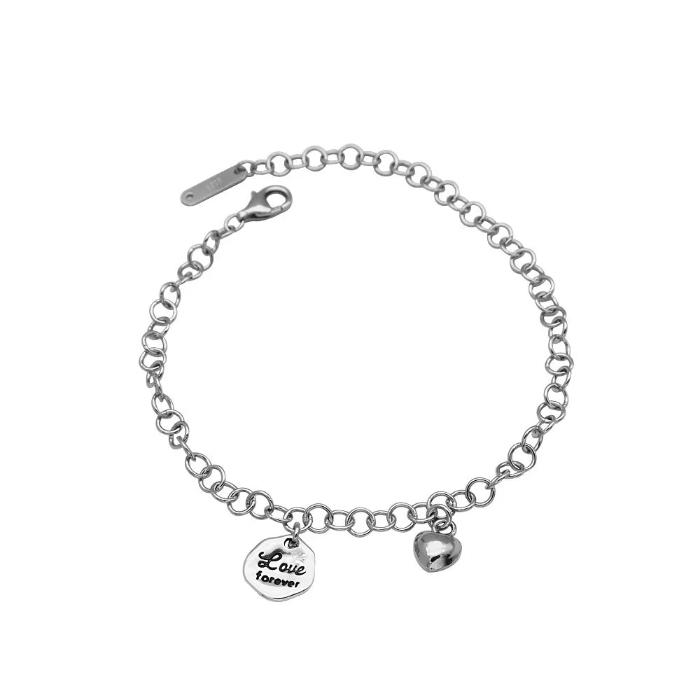 YYSUNNY 925 Sterling Silver LOVE Pendant Bracelet for Women