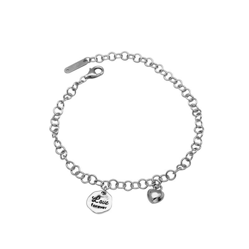 YYSUNNY 925 Sterling Silver LOVE Pendant Bracelet for Women