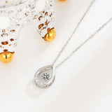 Water Drop 925 Silver Pendant Necklace Inlaid Zircon Women Birthday Gift