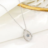 Water Drop 925 Silver Pendant Necklace Inlaid Zircon Women Birthday Gift