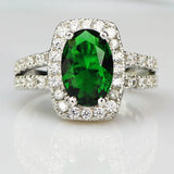 YaYI Green CZ Silver Engagement Ring Wedding Party Christmas Present