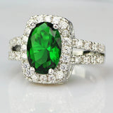 YaYI Green CZ Silver Engagement Ring Wedding Party Christmas Present