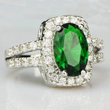 YaYI Green CZ Silver Engagement Ring Wedding Party Christmas Present
