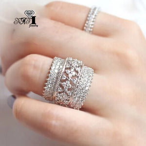 YaYI Princess Claw Set Cubic Zirconia Silver Engagement Ring