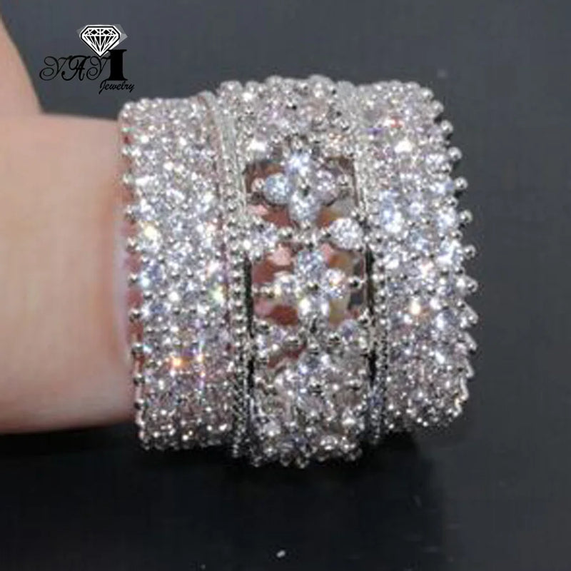 YaYI Princess Claw Set Cubic Zirconia Silver Engagement Ring