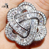 Princess Claw Set CZ Silver Engagement Wedding Rings