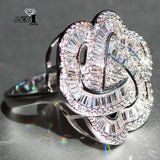 Princess Claw Set CZ Silver Engagement Wedding Rings