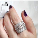 YaYI Princess Claw Set Cubic Zirconia Silver Engagement Ring