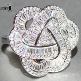 Princess Claw Set CZ Silver Engagement Wedding Rings