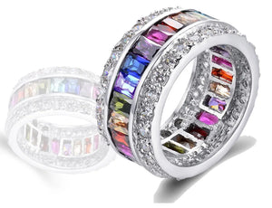 YaYI Princess Cut Moissanite Zircon Silver Rings