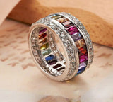 YaYI Princess Cut Moissanite Zircon Silver Rings