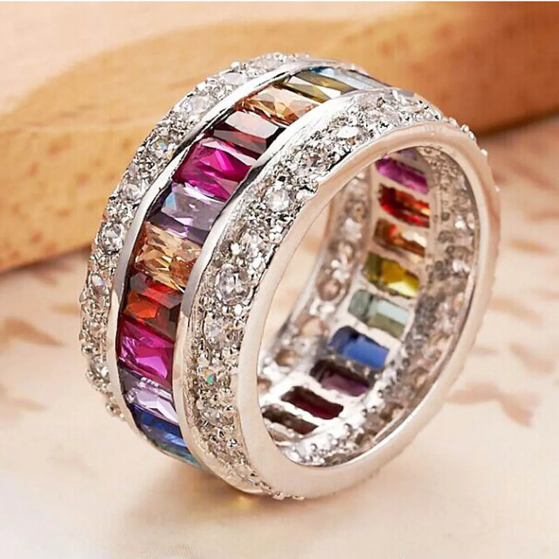 YaYI Princess Cut Moissanite Zircon Silver Rings
