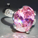Princess Cut Pink Zircon Silver Engagement Ring