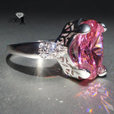 Princess Cut Pink Zircon Silver Engagement Ring
