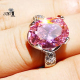 Princess Cut Pink Zircon Silver Engagement Ring