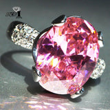 Princess Cut Pink Zircon Silver Engagement Ring
