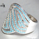 Princess Cut Turquoise Moissanite Zircon Silver Engagement Ring