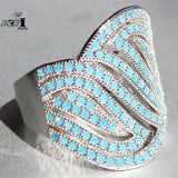 Princess Cut Turquoise Moissanite Zircon Silver Engagement Ring