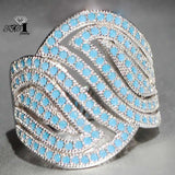 Princess Cut Turquoise Moissanite Zircon Silver Engagement Ring