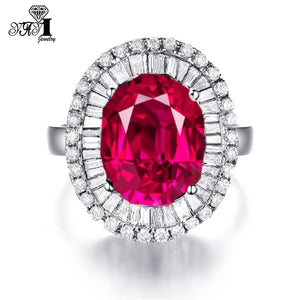 Princess Red Corundum Ruby Zircon Silver Engagement Party Ring
