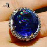 YaYI Huge Sapphire Zircon Silver Heart Ring 705