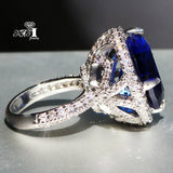 YaYI Huge Sapphire Zircon Silver Heart Ring 705